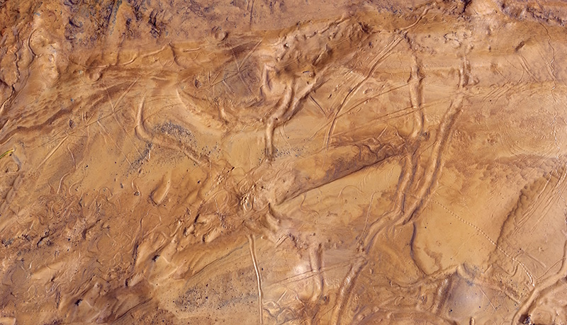 Αυλακώσεις στην επιφάνεια του Αρη που υποδηλώνουν την ύπαρξη νερού. (Καλλιτεχνική απεικόνιση) 
